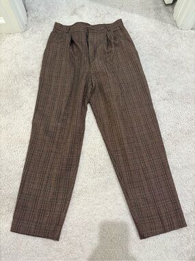 Women’s Vintage Brown Plaid Dress Pants